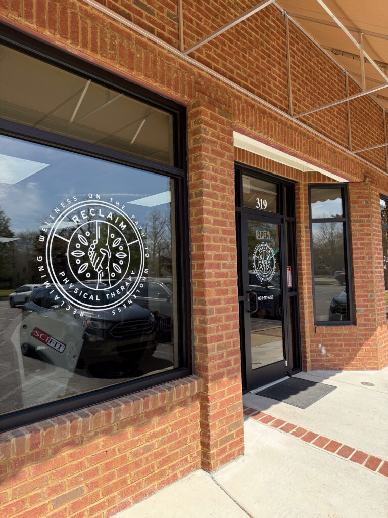 Reclaim Physical Therapy – Powered by Carolina PT storefront in Batesburg-Leesville, providing specialized physical therapy for joint and muscle pain, balance issues, and post-operative rehabilitation in a welcoming environment.