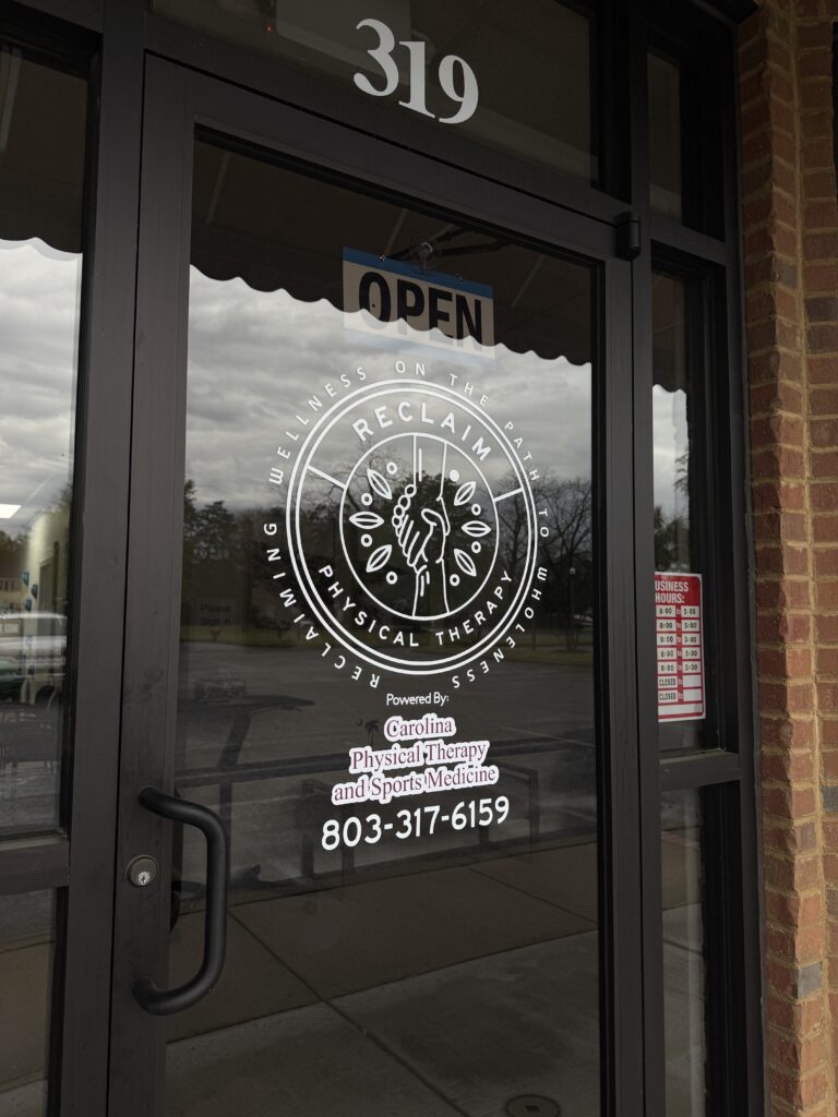 Reclaim Physical Therapy – Powered by Carolina PT storefront in Batesburg-Leesville, providing specialized physical therapy for joint and muscle pain, balance issues, and post-operative rehabilitation in a welcoming environment.