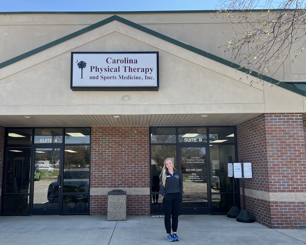 Emmie Cates, outside of Carolina Physical Therapy in Lexington, SC
